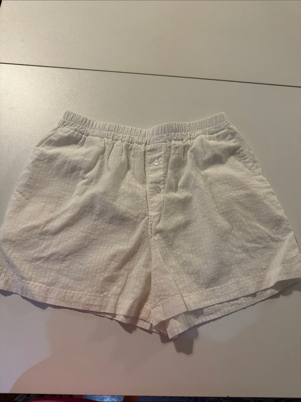 Boxer Short - High-Waist White Women's Button-Front Shorts